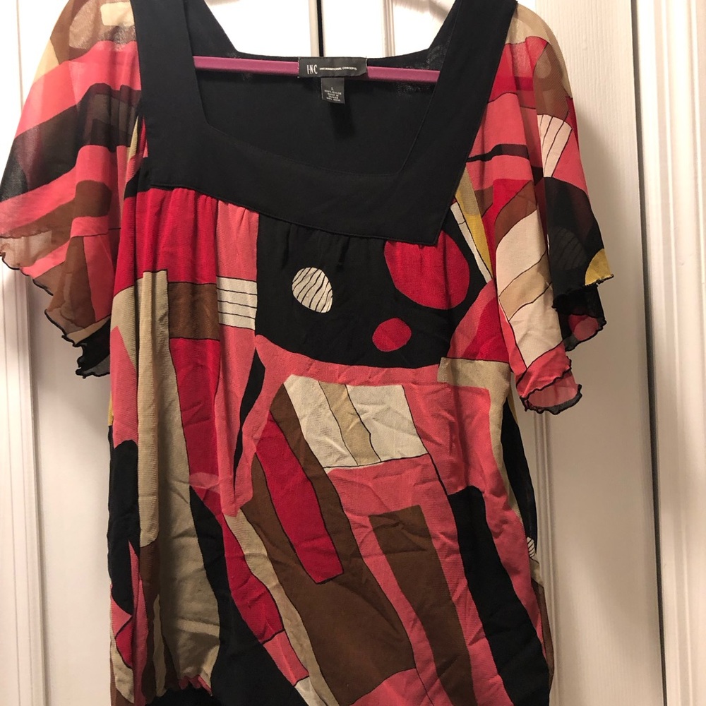 INC International Concepts Women's Multicolor Abstract Blouse